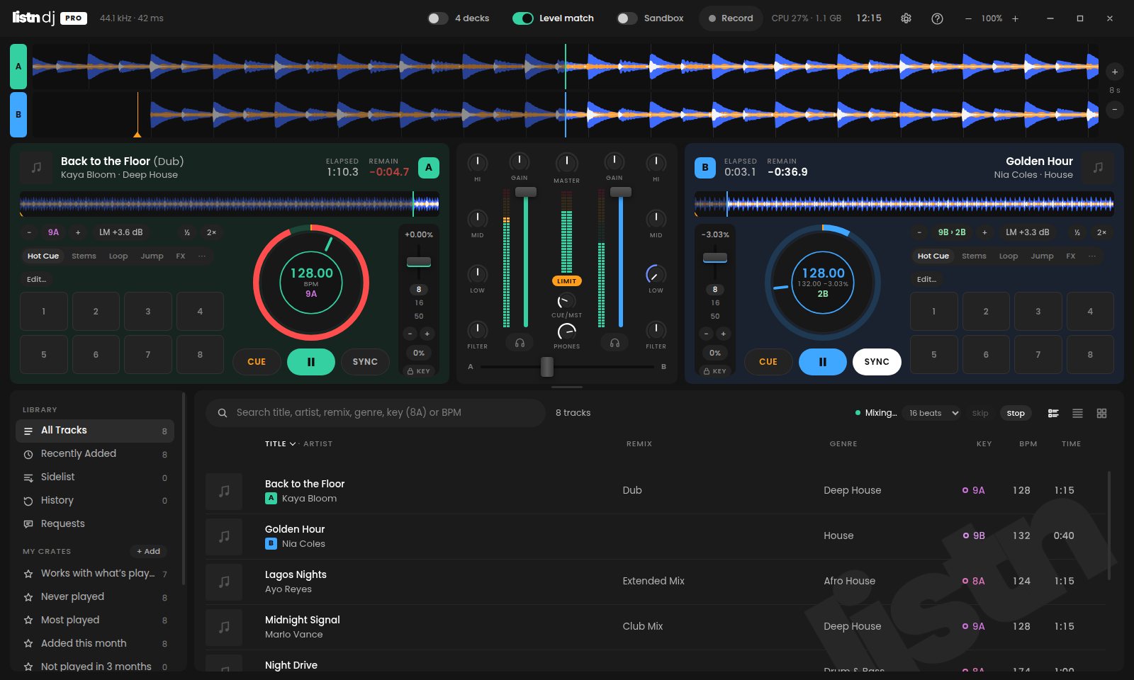 Let the app mix while you take a break.